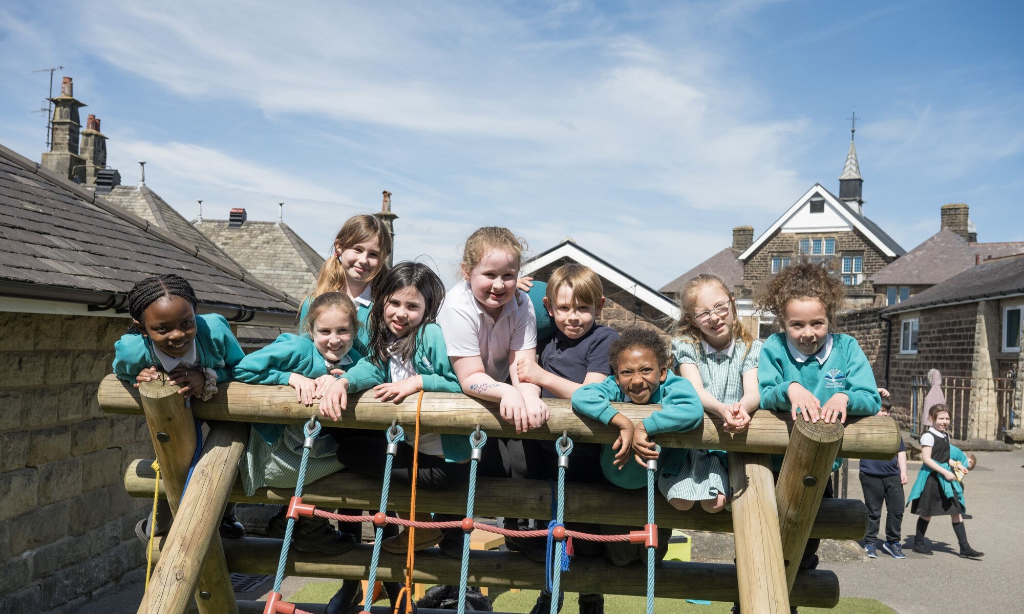 New Park Primary pupils on the school grounds